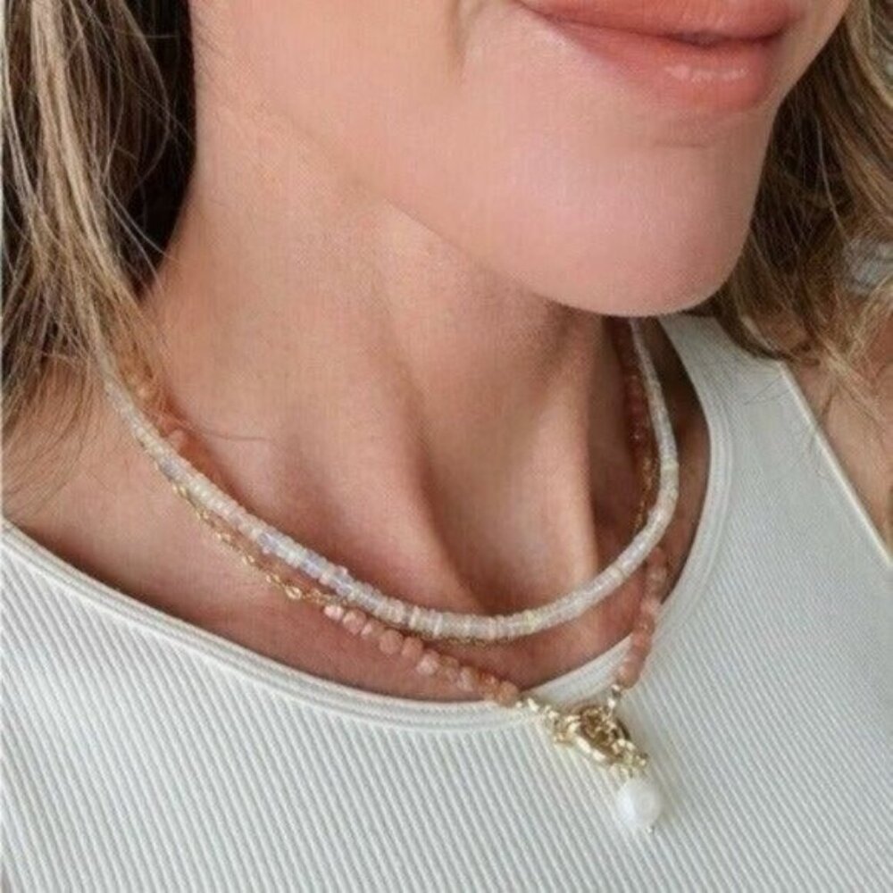 Ethiopian Fire Opal Beaded Necklace – Genuine AAA Opals with Gold Clasp STUNNING - Picture 3 of 12